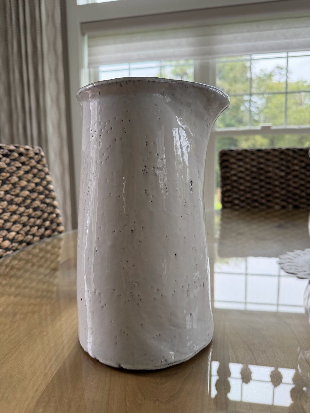 Cream Ceramic Pitcher Vase - Minimal Home Art